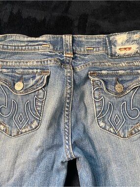 Denim Light Washed Boot Cut Worn Jeans